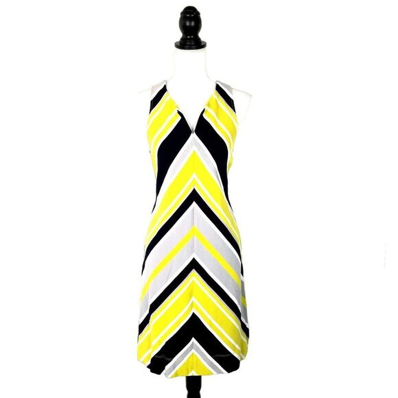 Banana Republic X Milly Lime Navy Chevron Stripe Sleeveless Dress Size 8 - Picture 2 of 7